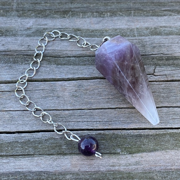 Other - Genuine Amethyst pendulum divination 6 sided hexagon with round Amethyst bead